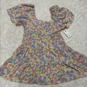Billabong Pink and Blue Smocked Puff Sleeve Sundress Brand New with Tags